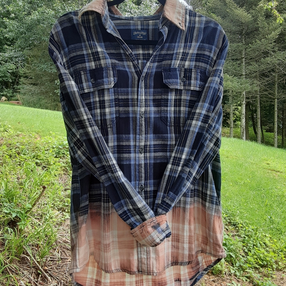 Bleach distressed flannel